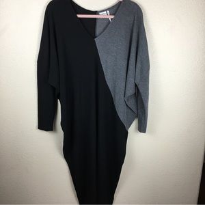 Simple by Suzanne Betro Women’s Black Gray Knit V-Neck Dolman Sleeve Size M